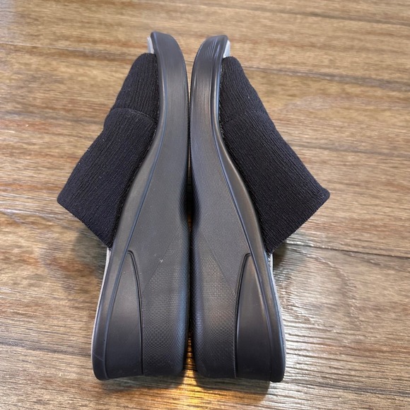 Bzees Black Smile More Bow Wedge Sandals Women 9.5 Slides Summer Slip On Shoes - Picture 3 of 10